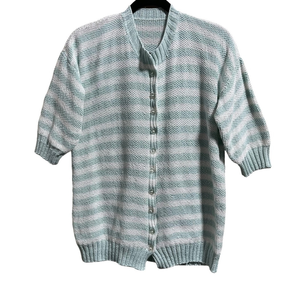 Vintage Women’s Striped Tight Knit Button Cardigan